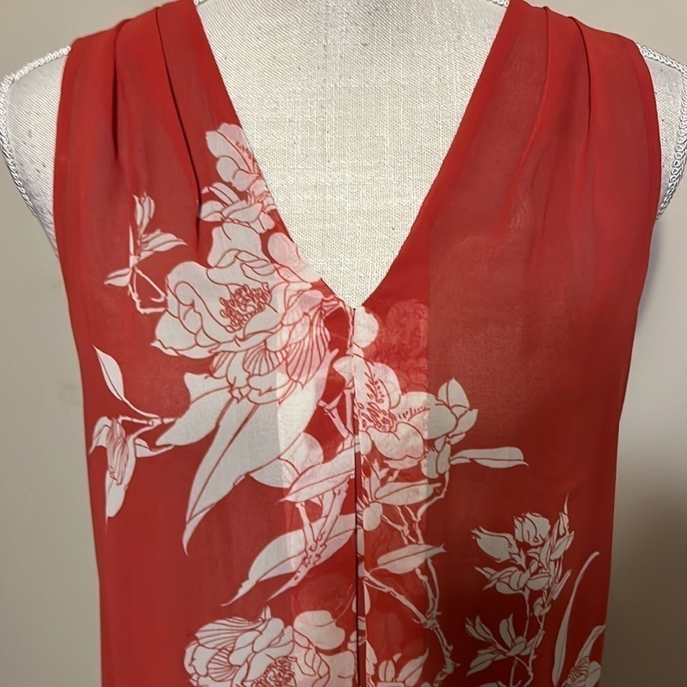 MSSP sleeveless dress . V neck , beige/coral. Sz xs - Picture 3 of 8